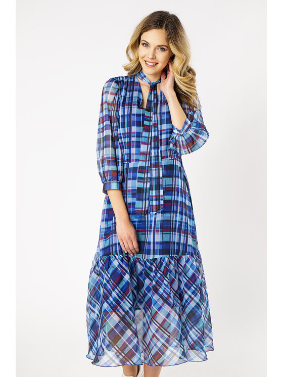 QUIOSQUE QUIOSQUE Každodenné šaty CHECKWOW DRESS Modrá Regular Fit