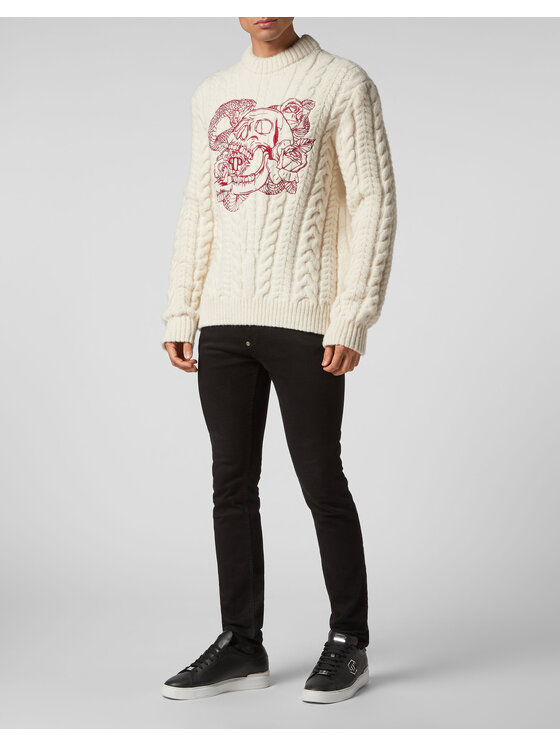 PHILIPP PLEIN PHILIPP PLEIN Longsleeve 1761 Biały Regular Fit