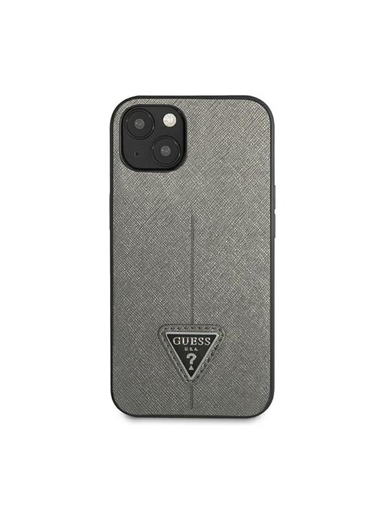 Guess Guess Etui na telefon Saffiano Triangle Logo Case Srebrny