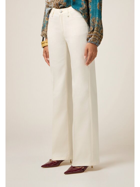 Oltre Oltre Pantaloni di tessuto P731R008736N011 Bianco Regular Fit