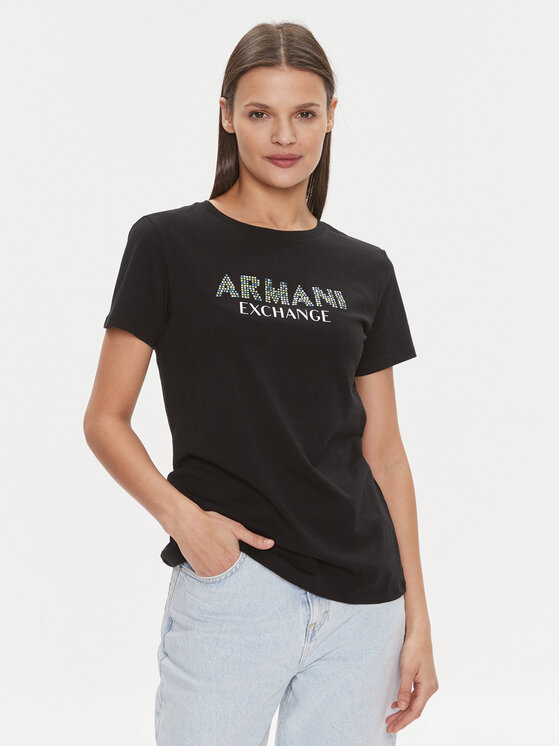 Armani Exchange T-krekls 3DYT13 YJ8QZ 1200 Melns Regular Fit