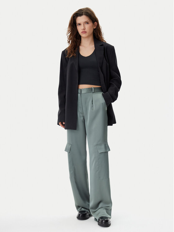 HUGO HUGO Kalhoty z materiálu Hanira-1 50530080 Zelená Relaxed Fit