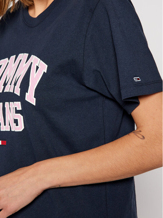 Tommy Jeans Marškinėliai Tjw Collegiate Logo DW0DW09075 Tamsiai mėlyna  Regular Fit • Modivo.lt