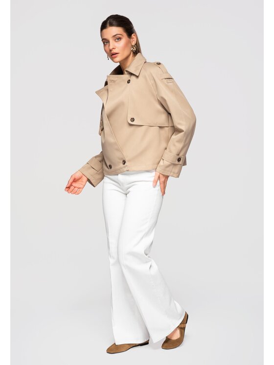 Ombre Ombre Kurtka przejściowa OW-JANP-0120 Beżowy Regular Fit
