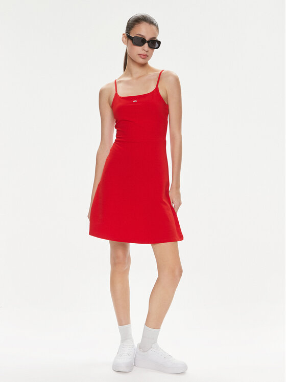 Tommy Jeans Tommy Jeans Sommerkleid Essential DW0DW17988 Rot Slim Fit