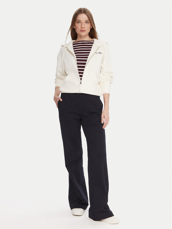 Tommy Hilfiger Tommy Hilfiger Majica dugih rukava Script WW0WW45742 Écru Regular Fit