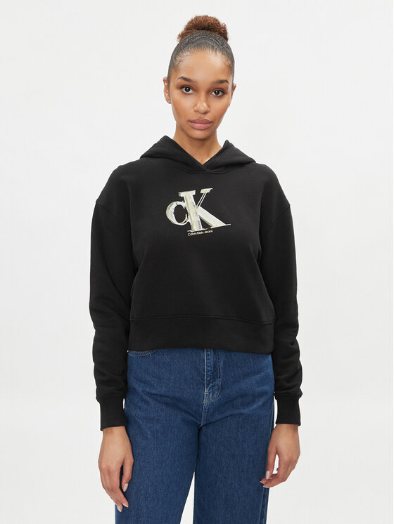 Calvin Klein Jeans Calvin Klein Jeans Majica dugih rukava Meta J20J223269 Crna Regular Fit