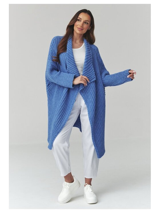 Makadamia Makadamia Sweter S173 Niebieski Loose Fit