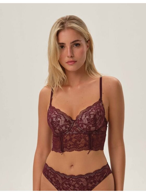 Biustonosz push-up, rozmiar 75E, Fioletowy, 42225