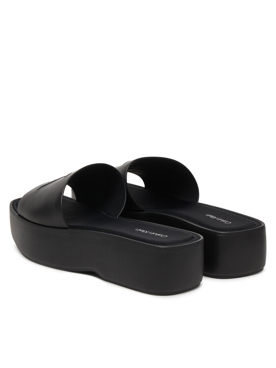 Calvin Klein Calvin Klein Şlapi Flatf Sndl Lth Mg HW0HW03026 Negru