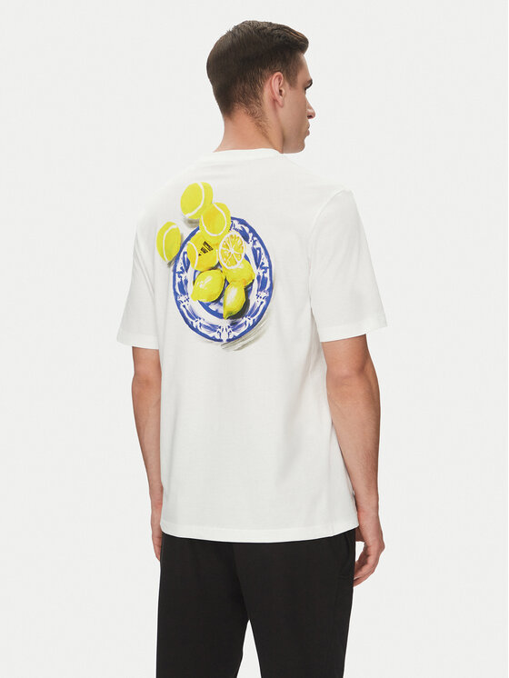 adidas adidas Tricou Lounge Still Life Lemons Graphic JN7366 Alb Regular Fit