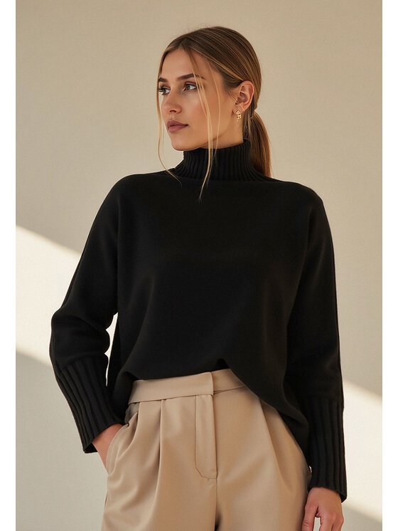 FIGL FIGL Sveter M1101 Čierna Loose Fit