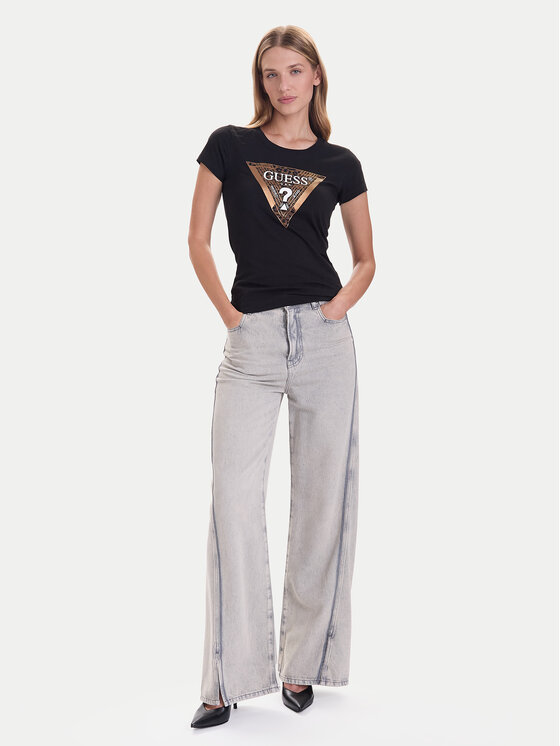 Guess Guess T-Shirt W5BI28 J1314 Μαύρο Slim Fit