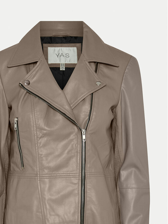 YAS YAS Μπουφάν δερμάτινο Sophie 26018510 Γκρι Regular Fit