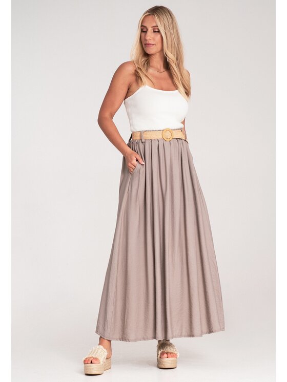 FIGL FIGL Φούστα maxi M1221 Μπεζ Flared Fit