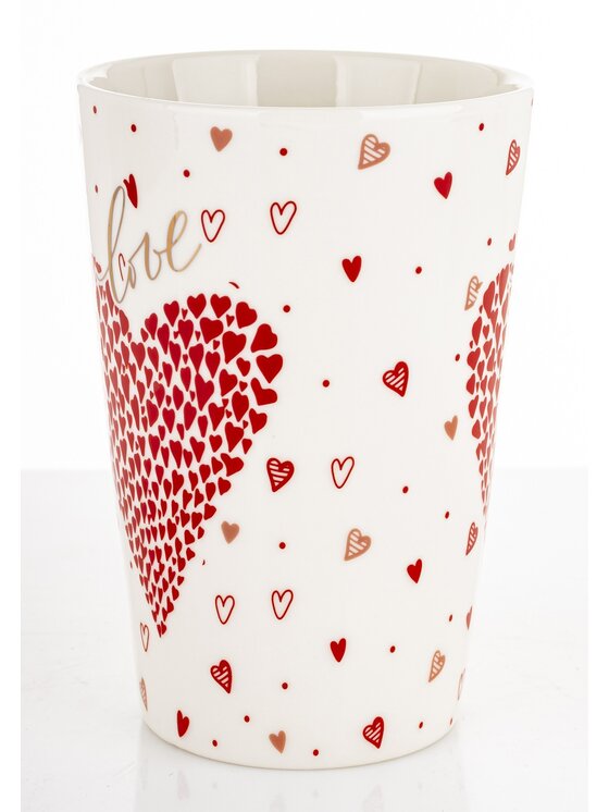 MIAhome MIAhome Kubek porcelanowy 440 ml z czerwonym sercem Biały
