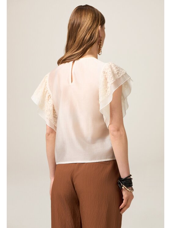 Oltre Oltre Bluzka 2497R003066N021 Biały Boxy Fit