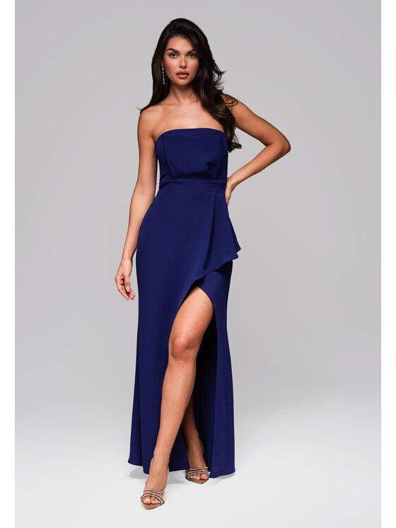 Ombre Ombre Sukienka wieczorowa LA-OM-DLR201 Granatowy Regular Fit