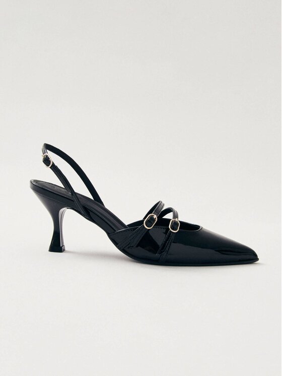 Podpiętki skórzane, rozmiar 36, Czarne, Joelle Onix Black Leather Pumps