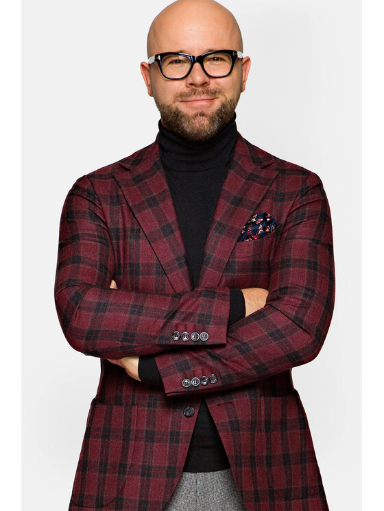 Lancerto Lancerto Marynarka Hammerfest Bordowy Slim Fit