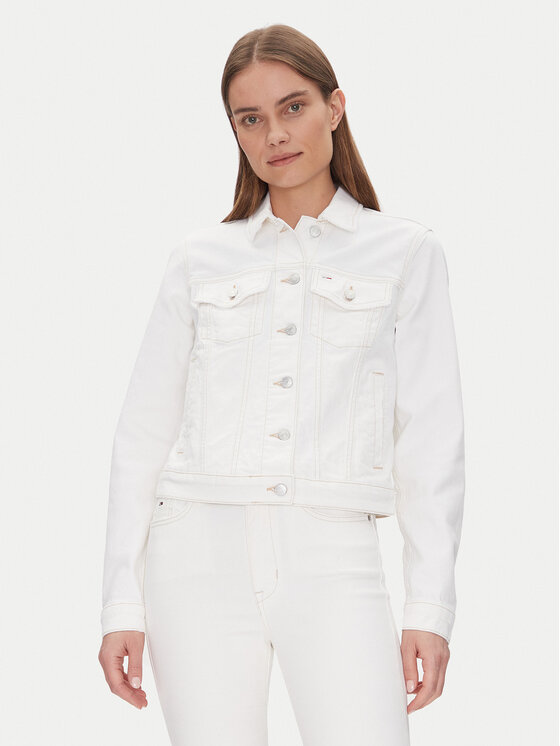 Tommy Jeans Tommy Jeans Farmer kabát Classic Trucker Jacket Bi8194 DW0DW20121 Fehér Regular Fit