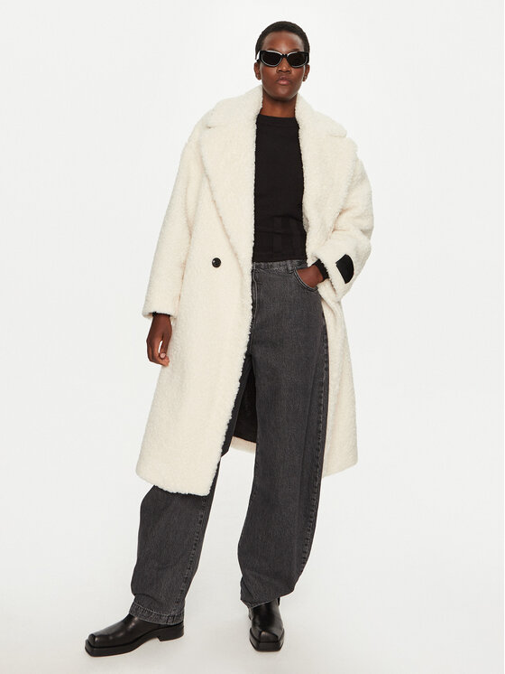 HUGO Hugo Cappotto in shearling Malite-1 50523262 Écru Oversize