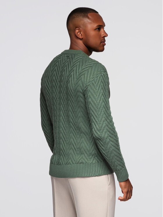 Ombre Ombre Sweter OM-SWSW-0147 Zielony Regular Fit
