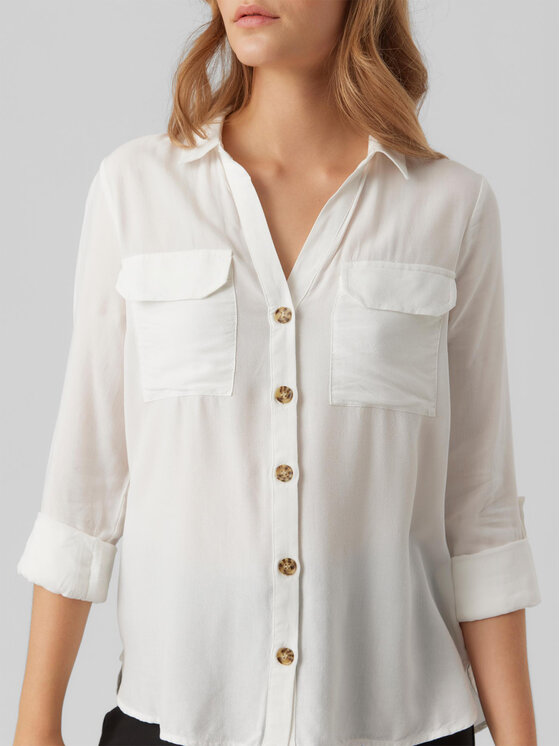 Vero Moda Vero Moda Marškiniai Bumpy 10275283 Balta Regular Fit