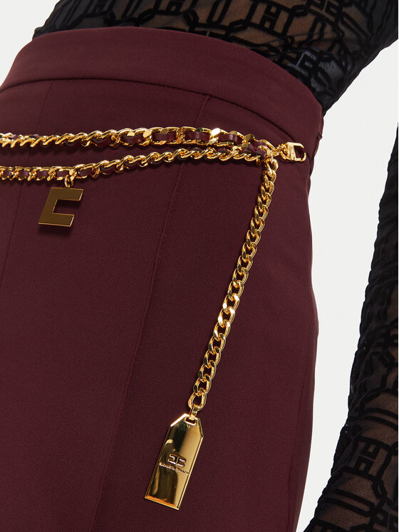 Elisabetta Franchi Elisabetta Franchi Hlače iz tkanine PA-T35-46E2 Bordo rdeča Regular Fit