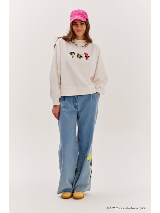 NAOKO NAOKO Bluza Powerpuff Girls Beżowy Regular Fit