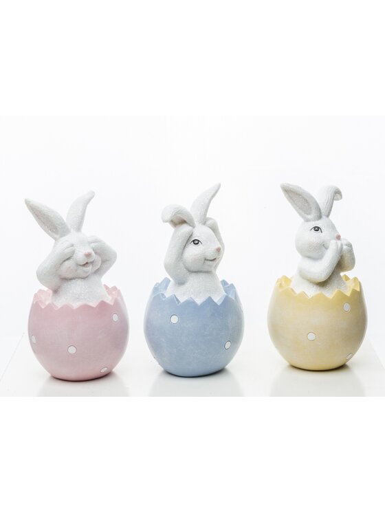 MIAhome MIAhome Figurka 3 króliczki w kolorowych skorupkach 12x6,5x6,5 cm Kolorowy