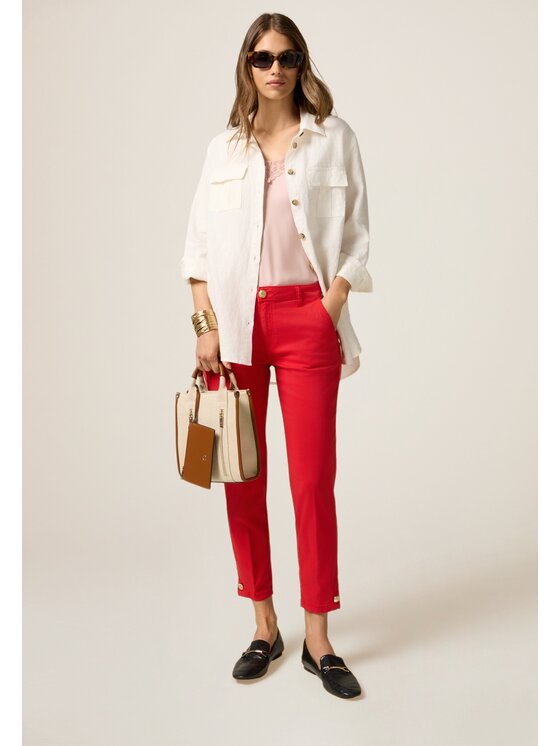 Oltre Oltre Pantaloni di tessuto P712R108595N016 Rosso Regular Fit