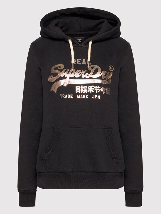 Superdry Superdry Džemperis ar kapuci Boho Sparkle W2011251A Melns Regular Fit