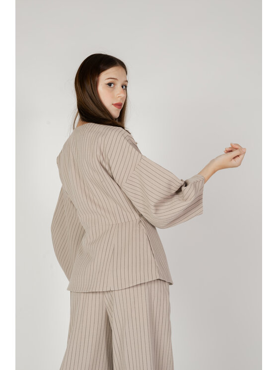 Aware Aware Kurtka damska VMGRACE V-NECK 7/8 BLAZER VMA Beżowy Blazer Fit