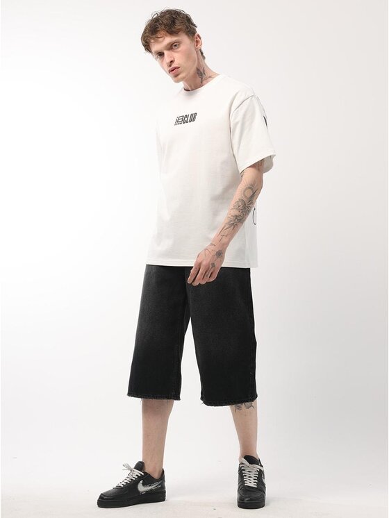 Machinist Machinist Szorty jeansowe Krótkie Spodenki Jortsy Jeansowe Super Baggy Męskie Czarne Classic Bermudy 33 Czarny Baggy Fit