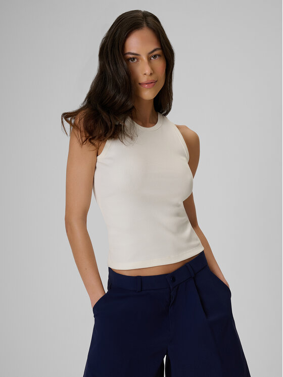 4F 4F Tank top ESSENTIAL Kremowy Slim Fit