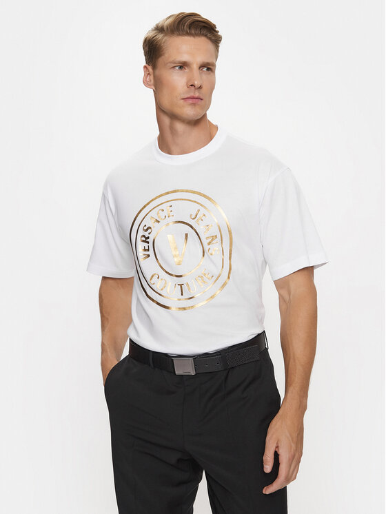 Versace Jeans Couture T-shirt 75GAHT05 Bijela Regular Fit