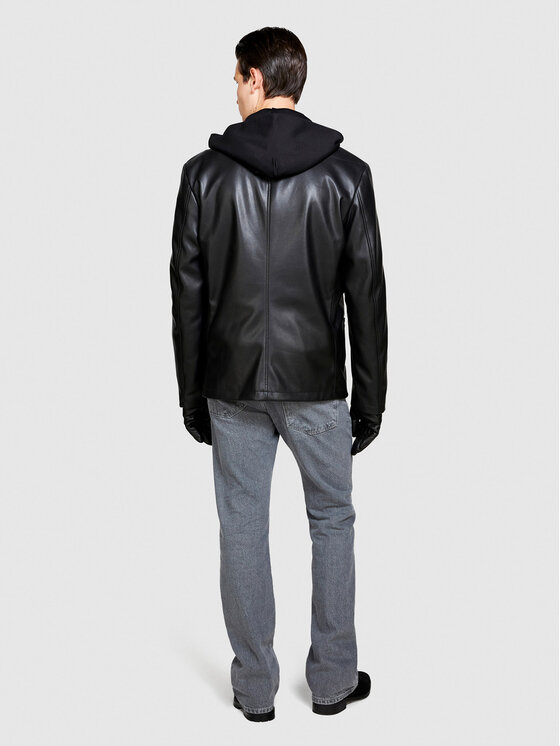 Sisley Sisley Műbőr dzseki 2NHCSW01D Fekete Regular Fit