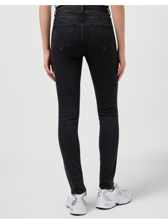 Wrangler Wrangler Spodnie materiałowe HIGH SKINNY Czarny Skinny Fit