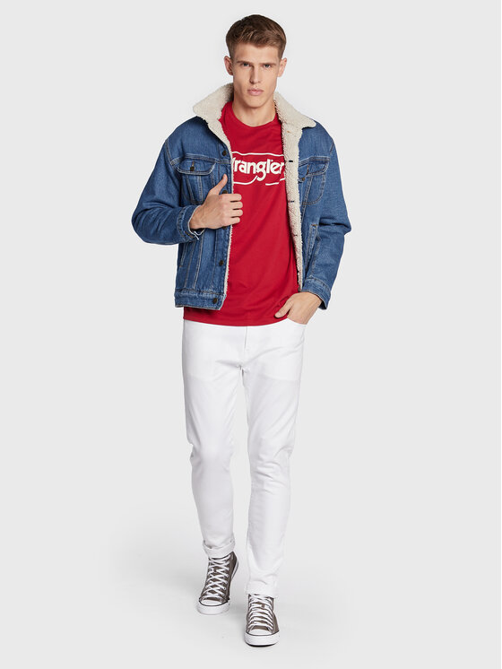 Wrangler Wrangler Marškinėliai Frame Logo W70JD3X47 112320763 Raudona Regular Fit