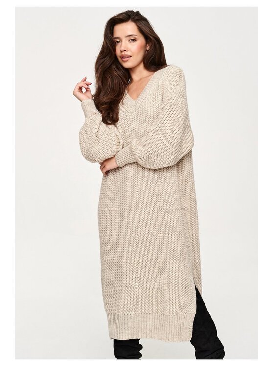 Makadamia Makadamia Sweter S177 Beżowy Loose Fit