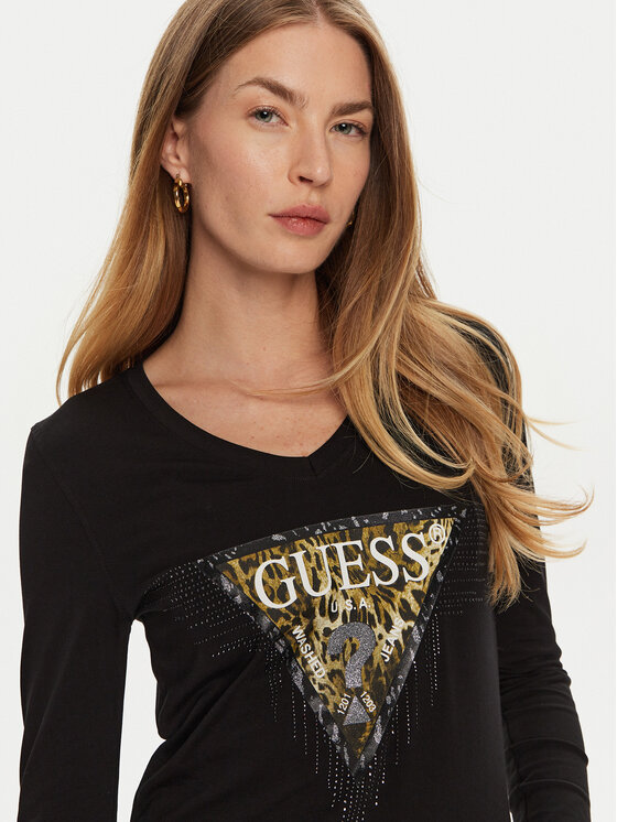 Guess Guess Μπλουζάκι W4BI28 J1314 Μαύρο Regular Fit