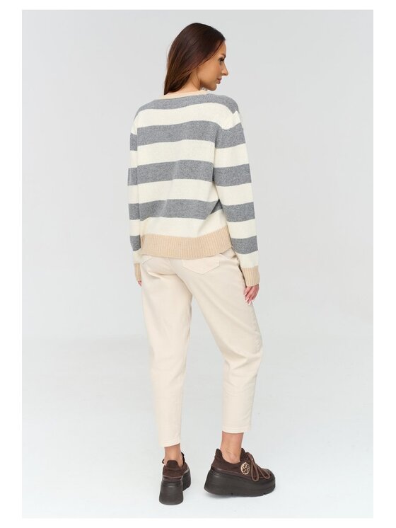 Makadamia Makadamia Sweter C86 Szary Loose Fit
