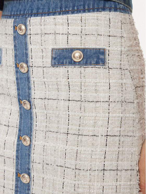 Guess Guess Fustă tip creion Natalie W4GD0L WFWW2 Alb Slim Fit