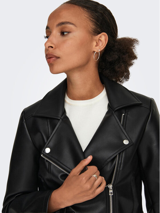 JDY JDY Jacke aus Kunstleder 15310269 Schwarz Regular Fit