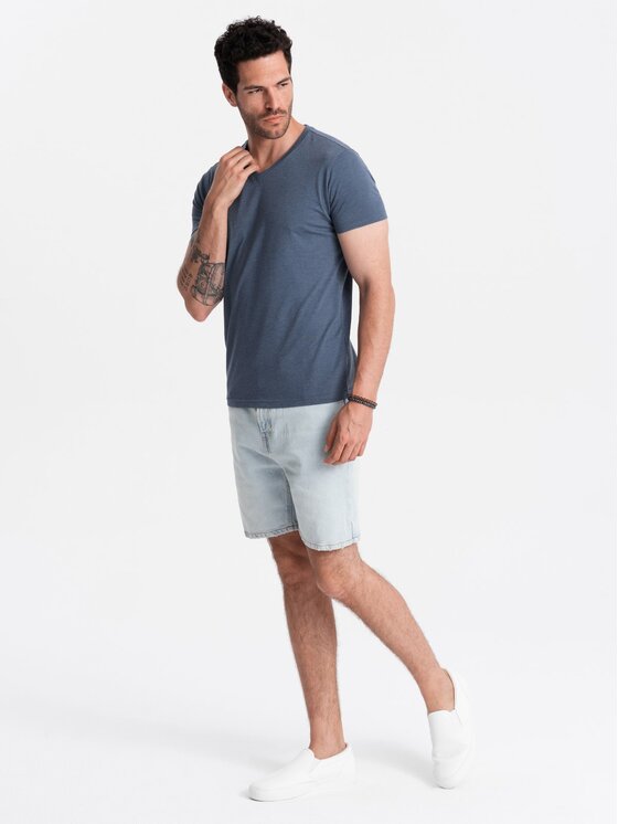 Ombre Ombre T-Shirt OM-TSBS-0145 Tmavomodrá Regular Fit