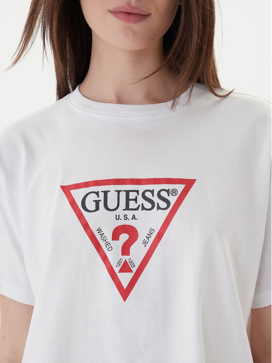 Guess Jeans Guess Jeans T-Shirt W4YI73 K8HM0 Bílá Boxy Fit