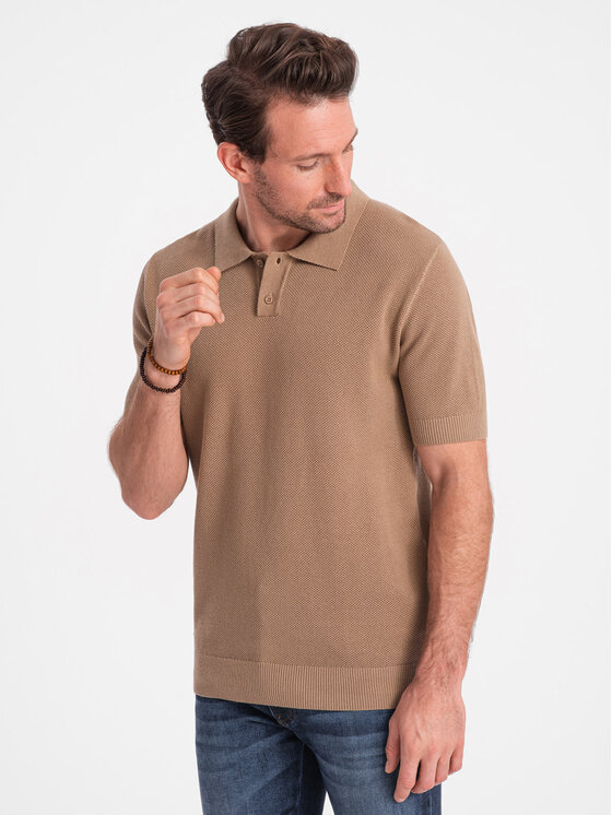 Ombre Ombre Polokošile OM-POSS-0117 Hnědá Regular Fit
