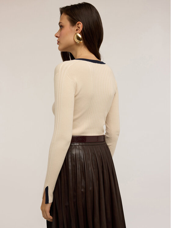 Motivi Motivi Cardigan M358W003441N0S1 Bianco Slim Fit