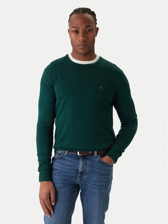 Tommy Hilfiger Tommy Hilfiger Megztinis Essential Ssnl MW0MW39999 Žalia Regular Fit